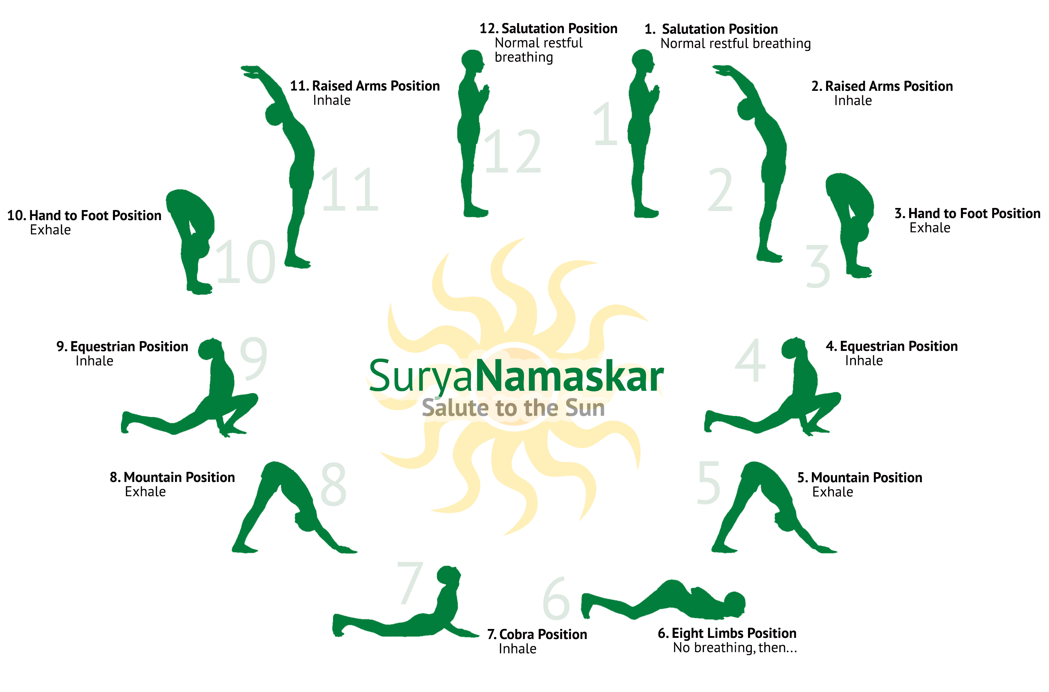 surya namaskar with breathing steps